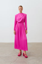 Load image into Gallery viewer, Fuchsia Satin Dress
