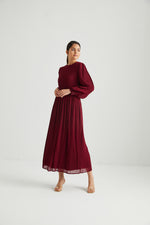Load image into Gallery viewer, Pleat Dress - Burgundy
