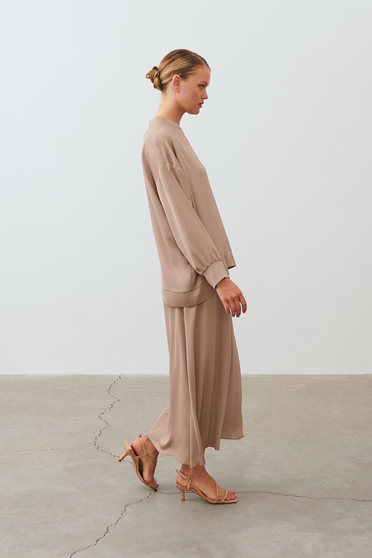 Satin Skirt Set - Sand