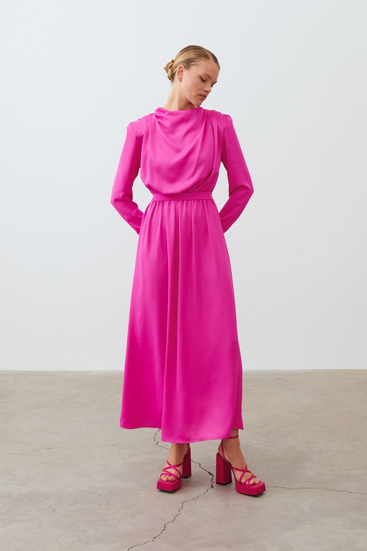 Fuchsia Satin Dress